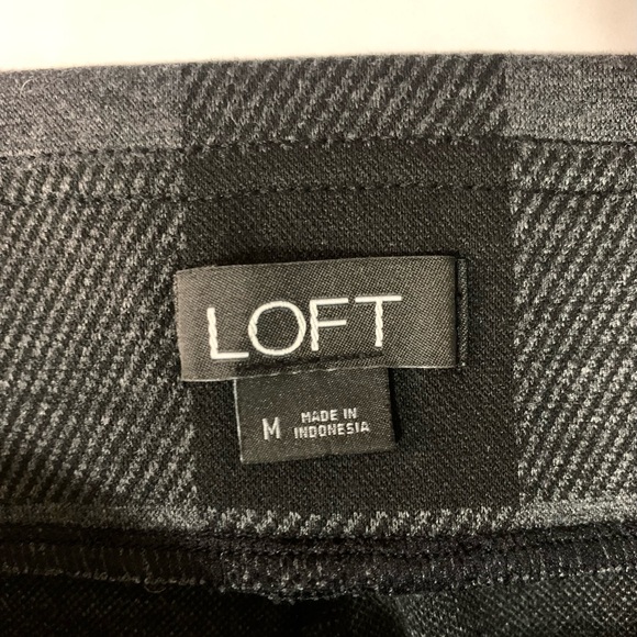 LOFT Women's Buffalo Plaid Ponte Leggings Grey/Black | Size Medium | Great Cond - Picture 2 of 16